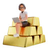 Businesswoman sit on gold