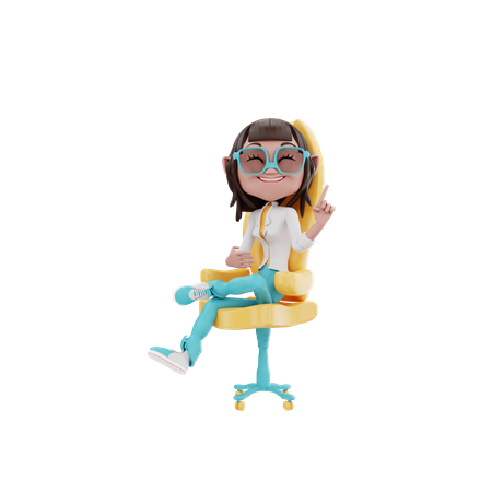Businesswoman sitting in the office chair 3D Illustration