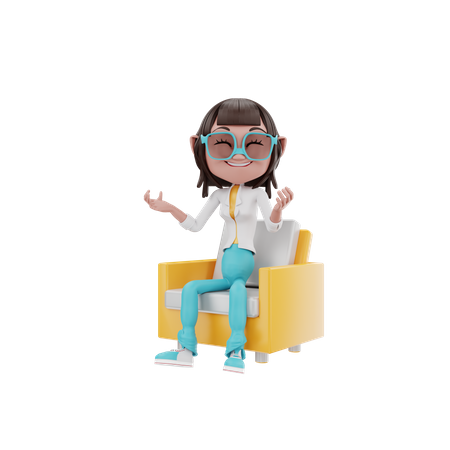 Businesswoman sitting on sofa and explaining something  3D Illustration