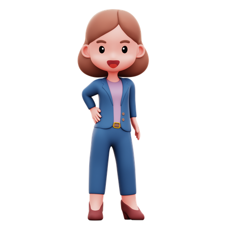 Businesswoman Standing Confident  3D Icon