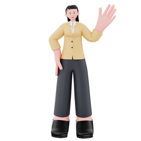 Businesswoman standing while waving hand  3D Illustration