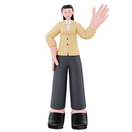 Businesswoman standing while waving hand 3D Illustration