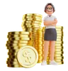 Businesswoman Standing With Dollar Coin