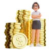 Businesswoman Standing With Dollar Coin
