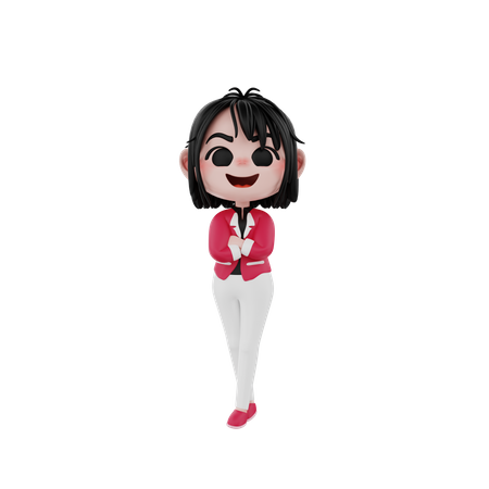 Businesswoman standing with folded arms 3D Illustration
