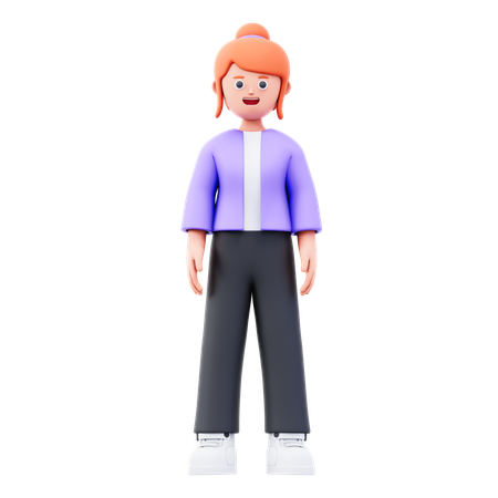 Businesswoman Standing With Smile  3D Illustration