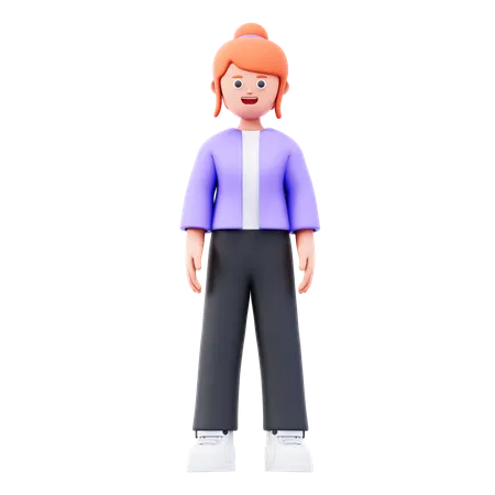 Businesswoman Standing With Smile  3D Illustration