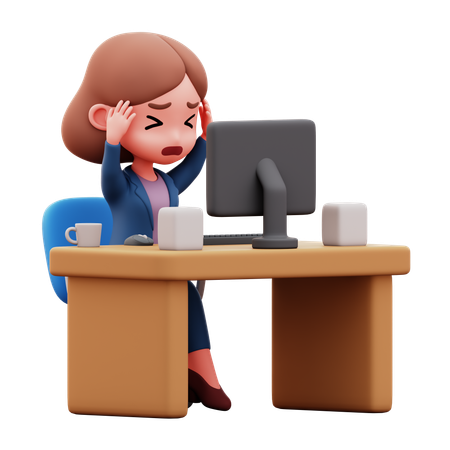 仕事でストレスを感じているビジネスウーマン  3D Illustration