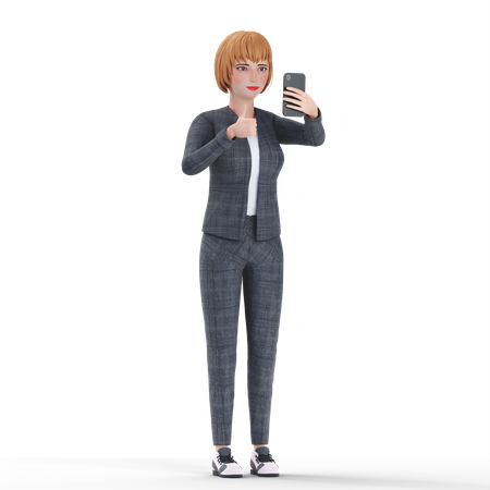 Businesswoman take selfie photo  3D Illustration