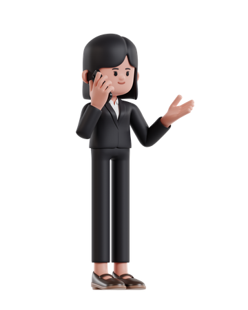 Businesswoman Talking Business On Phone  3D Illustration