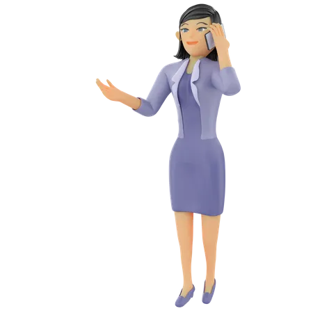 Businesswoman talking on phone  3D Illustration