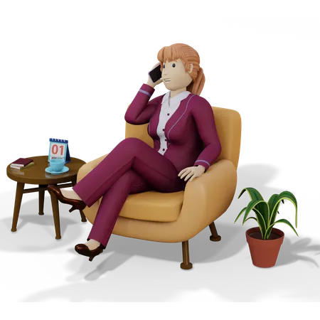 Businesswoman talking on smartphone  3D Illustration