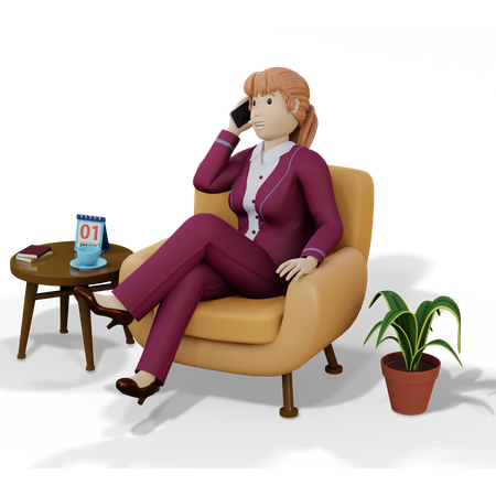 Businesswoman talking on smartphone 3D Illustration
