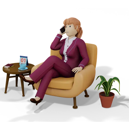 Businesswoman talking on smartphone 3D Illustration