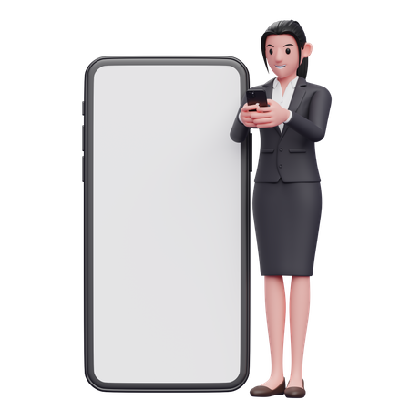 Businesswoman texting on phone  3D Illustration