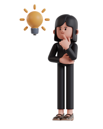 Businesswoman Thinking Holding Hand On Chin Looking For Ideas  3D Illustration