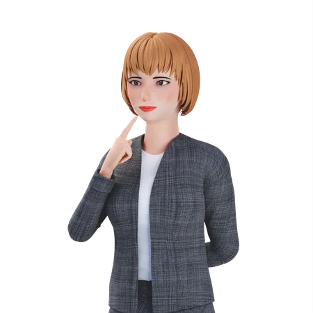 Businesswoman thinking pose 3D Illustration