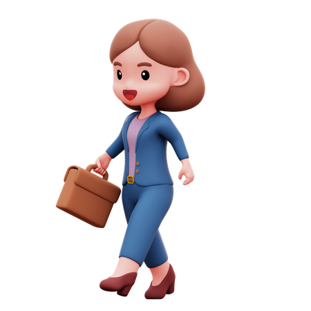 Businesswoman Walking With Briefcase  3D Illustration