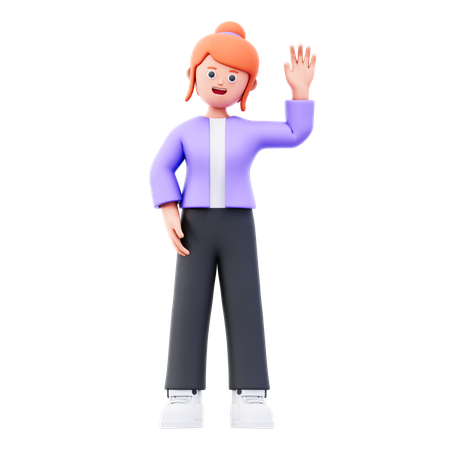 Businesswoman Waving Hand  3D Illustration