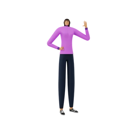 Businesswoman waving hand  3D Illustration