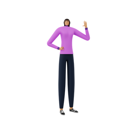 Businesswoman waving hand 3D Illustration