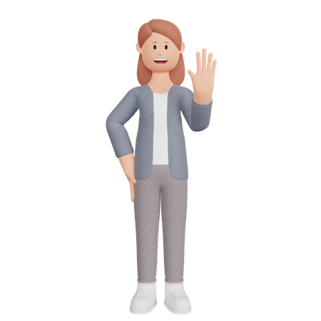 Businesswoman waving his hand 3D Illustration