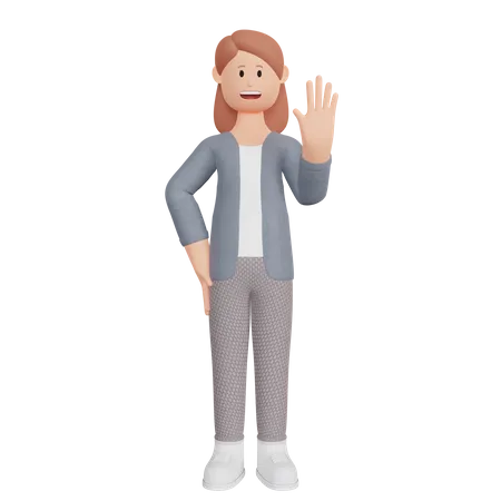 Businesswoman waving his hand 3D Illustration