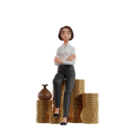 Businesswoman With Capital Investment  3D Illustration