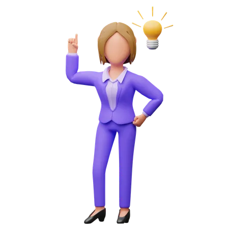 Businesswoman With Creative Idea  3D Illustration