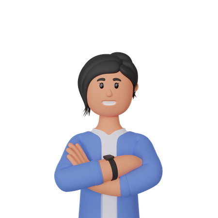 Businesswoman with folding hand  3D Icon