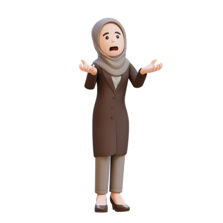 Businesswoman With Hijab Crying Feeling Very Depressed Shouting Loud  3D Illustration
