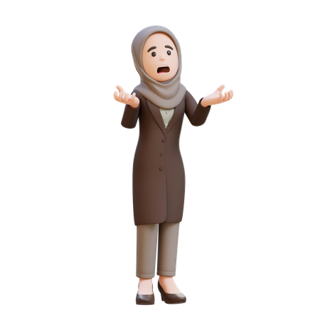 Businesswoman With Hijab Crying Feeling Very Depressed Shouting Loud  3D Illustration