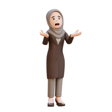 Businesswoman With Hijab Crying Feeling Very Depressed Shouting Loud  3D Illustration