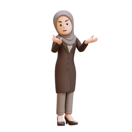 Businesswoman With Hijab Feeling Angry And Very Depressed  3D Illustration