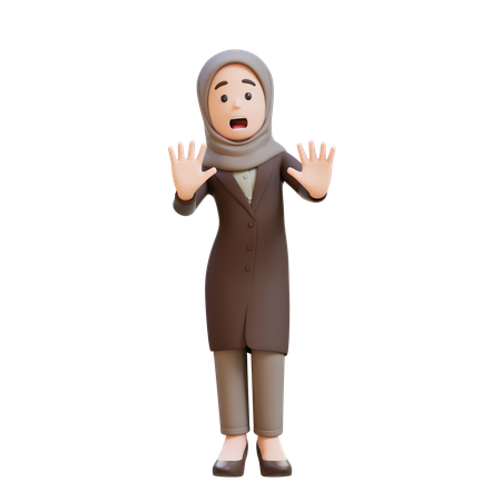 Businesswoman With Hijab Stress And Refusal Pose  3D Illustration