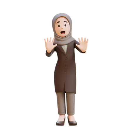 Businesswoman With Hijab Stress And Refusal Pose  3D Illustration