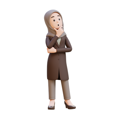 Businesswoman With Hijab Thinking Of Contemplation Of Focus  3D Illustration