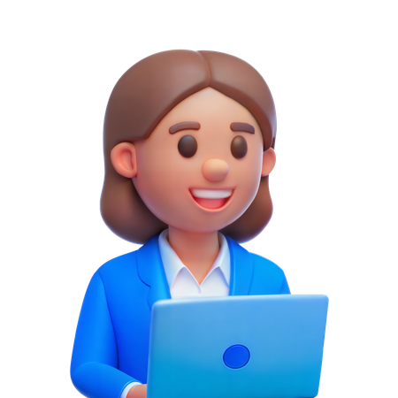 Businesswoman with laptop  3D Illustration