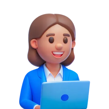 Businesswoman with laptop  3D Illustration