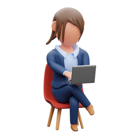 Businesswoman With Laptop  3D Illustration