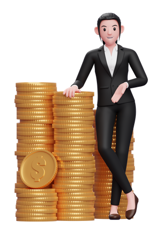 Businesswoman with lots of capital  3D Illustration