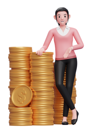 Businesswoman with lots of capital  3D Illustration