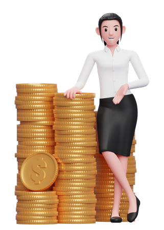 Businesswoman with lots of capital  3D Illustration