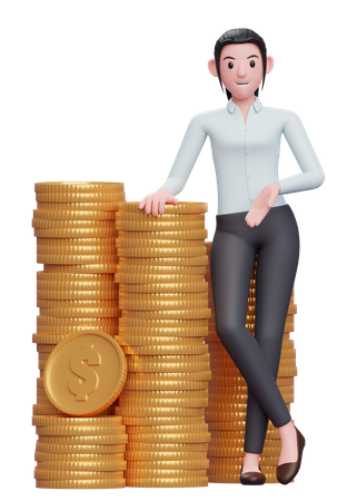 Businesswoman with lots of capital  3D Illustration