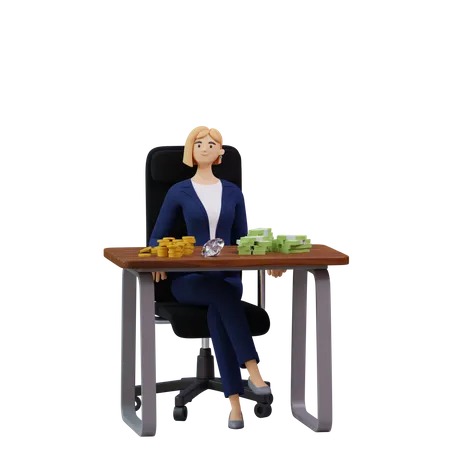 Businesswoman with lots of capital  3D Illustration