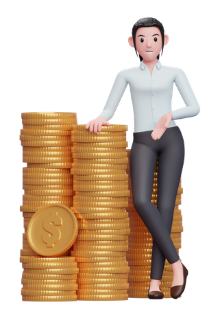 Businesswoman with lots of capital 3D Illustration