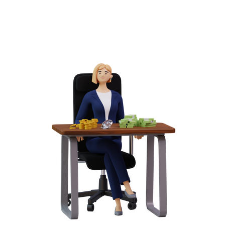 Businesswoman with lots of capital  3D Illustration