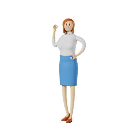 Businesswoman with okay hand gesture 3D Illustration