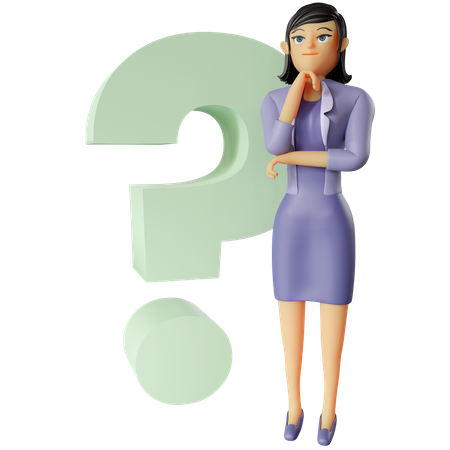 Businesswoman with question 3D Illustration