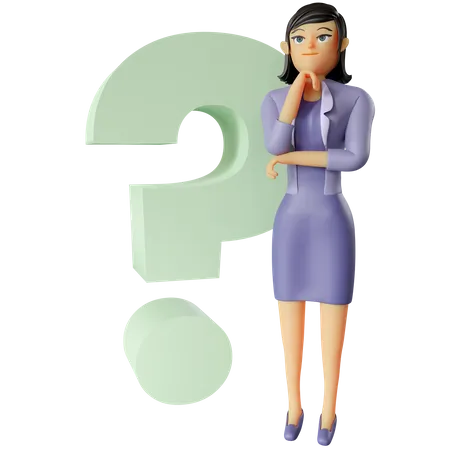 Businesswoman with question 3D Illustration